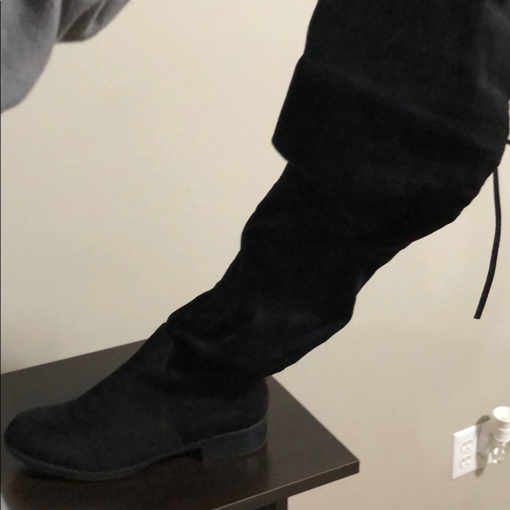 thigh high flat boots